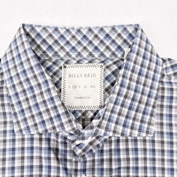 Billy Reid Button Down Shirt Men’s Size Medium Blue Checks Career Casual Office - Picture 5 of 10